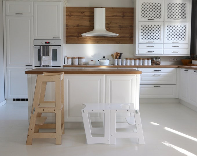 Montessori Kitchen Tower, Table and Chair in One , Learning Stool 2v1 ...