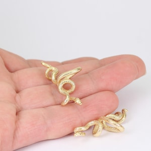 1/2 x Snake Necklace Spacer Pendant, Platinum or Gold Plated, 3D Snake Pendants, by JMSLondonCo.