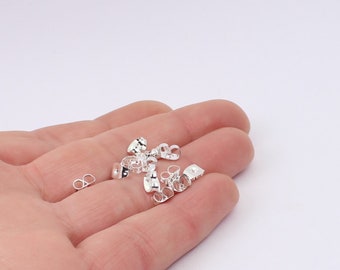 50/100/200 x Pieces of Silver Plated Steel Ear Scrolls, 6mm x 4mm Earring Backs, by Jewellery Making Supplies London ( JMSLondonCo )