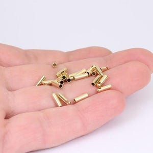 10/20 x Cord Ends for 1mm Cords, Gold Plated Steel with Holes, 8mm x 3.5mm, by Jewellery Making Supplies London ( JMSLondonCo )