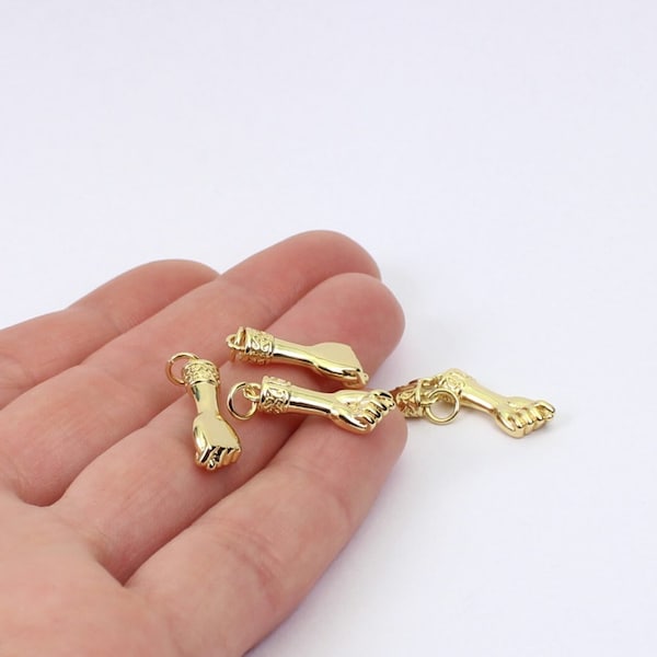 1/2/4 x Victorian Style Figa Charms, 18K Gold Plated Hand Gesture Charms, 20mm x 7mm, by Jewellery Making Supplies London ( JMSLondonCo )