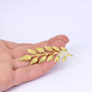 5/10 x Laurel Leaf Brass Stampings, Long Multi Leaf Embellishments, Raw Brass, by Jewellery Making Supplies London ( JMSLondonCo )