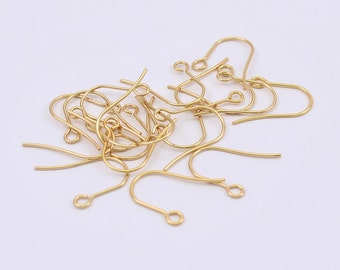 10/20/40 x Pairs of Gold Plated Stainless Steel Plain Fish Hook Earring Wires, by Jewellery Making Supplies London ( JMSLondonCo )