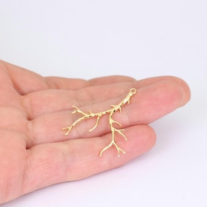 2/4 x Branch Charms, 18K Gold Plated Brass Branches, 35mm x 30mm, by Jewellery Making Supplies London ( JMSLondonCo )