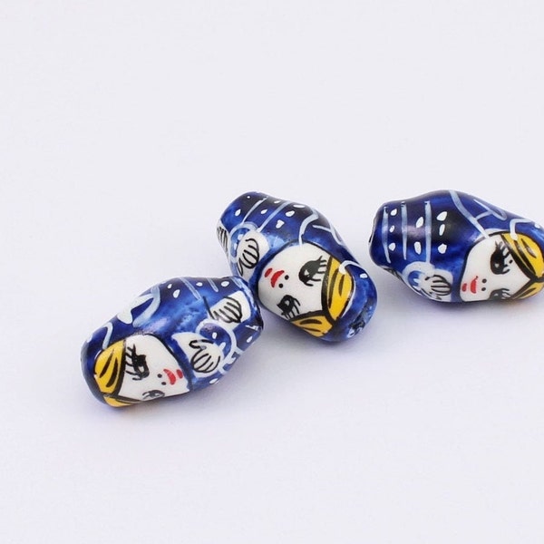 2/4 x Russian Style Matryoshka Doll Ceramic Beads, 26mm x 14mm Approx, by Jewellery Making Supplies London (JMSLondonCo)