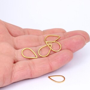 10 x Teardrop Open Back Bezel Frames, 16mm x 11mm, Gold Plated Stainless Steel Pieces, by Jewellery Making Supplies London ( JMSLondonCo ) .