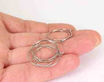 10/20/40 x Pairs of 20mm Thin Stainless Steel Hoop Earring Beading Wires,  by Jewellery Making Supplies London ( JMSLondonCo ) .