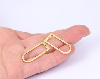 4/8/16  x Open Back Bezel Pendants, Raw Brass Oblong Pieces, 30mm x 13mm, by Jewellery Making Supplies London ( JMSLondonCo )