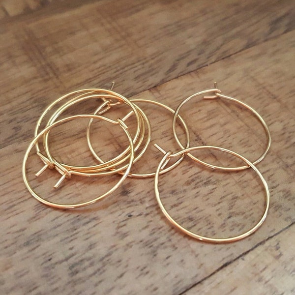 5/10/20/40 x Pairs of 20mm Gold Plated Steel Hoop Earring Wires, by Jewellery Making Supplies London ( JMSLondonCo )