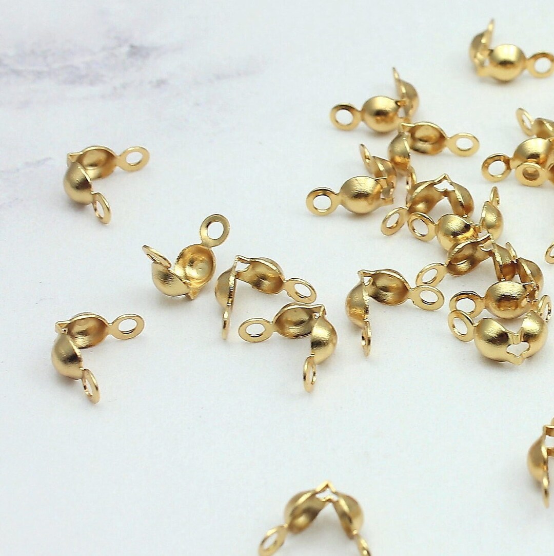 20/40/80 X Bead Tip Knot Covers Gold Plated Stainless Steel Etsy