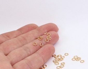 100/200 x 4mm 18K Gold Plated Jump Rings, 22 Gauge, by Jewellery Making Supplies London ( JMSLondonCo )