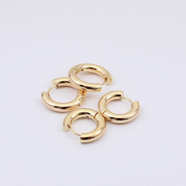 Chunky Gold Hoop Earring Blanks, Choose Size, 18K Gold Plated Brass, by Jewellery Making Supplies London ( JMSLondonCo )