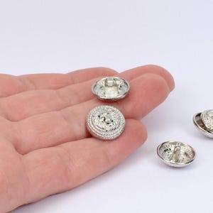 5/10 x Lion Head Round Coat Buttons, 15mm Silver Tone Plated Shank Buttons, by Jewellery Making Supplies London ( JMSLondonCo )