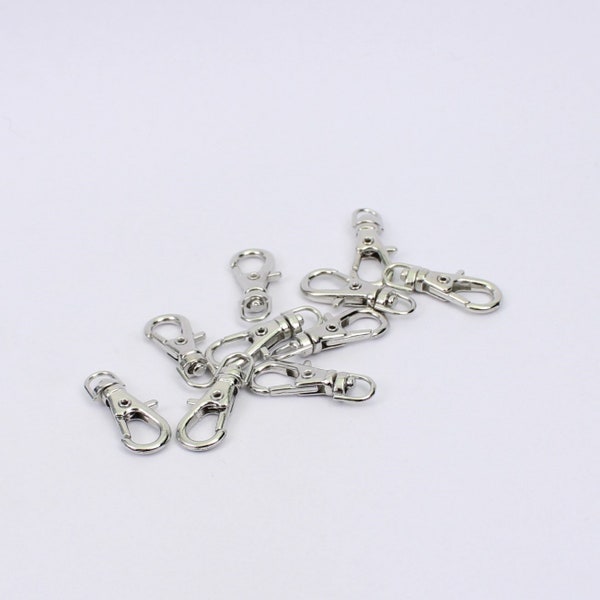 10/20 x Small Swivel Keychain Clasps, Silver Tone, 23mm x 9mm, by Jewellery Making Supplies London ( JMSLondonCo )