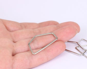4/8/16 x Polygon Closed Connectors / Open Bezel Frames, 31mm x 21mm Silver Plated Links, by Jewellery Making Supplies London ( JMSLondonCo )
