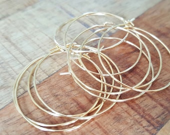 2/4/8 x Pairs of 40mm 18K Gold Plated Steel Hoop Earring Wires, Latch Back Hoops, by Jewellery Making Supplies London ( JMSLondonCo )