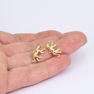 2/4/8 x 18K Gold Plated Leopard Charms, 9mm x 16mm Wild Cat Charms, by Jewellery Making Supplies London ( JMSLondonCo )