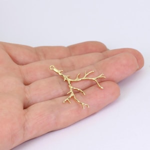 2/4 x Branch Charms, 18K Gold Plated Brass Branches, 35mm x 30mm, by Jewellery Making Supplies London ( JMSLondonCo )