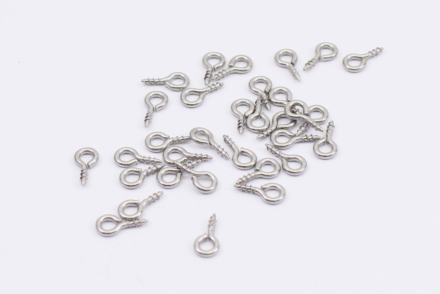150 X Tiny 8mm Stainless Steel Screw Eye Pins / Bails 