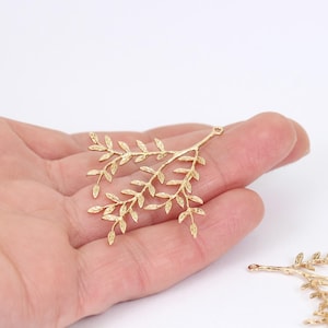 2/4/8 x Branch Pendants Gold Plated with Tiny Leaves, 48mm x 42mm, by Jewellery Making Supplies London ( JMSLondonCo )