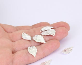 10/20/40 x Silver Plated Metal Leaves, Finely Detailed, 19mm x 11mm, by Jewellery Making Supplies London ( JMSLondonCo )