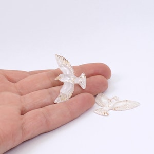 5/10/20 x White and Gold Acrylic Dove Bird Pendants, 35mm x 23mm, by Jewellery Making Supplies London ( JMSLondonCo )
