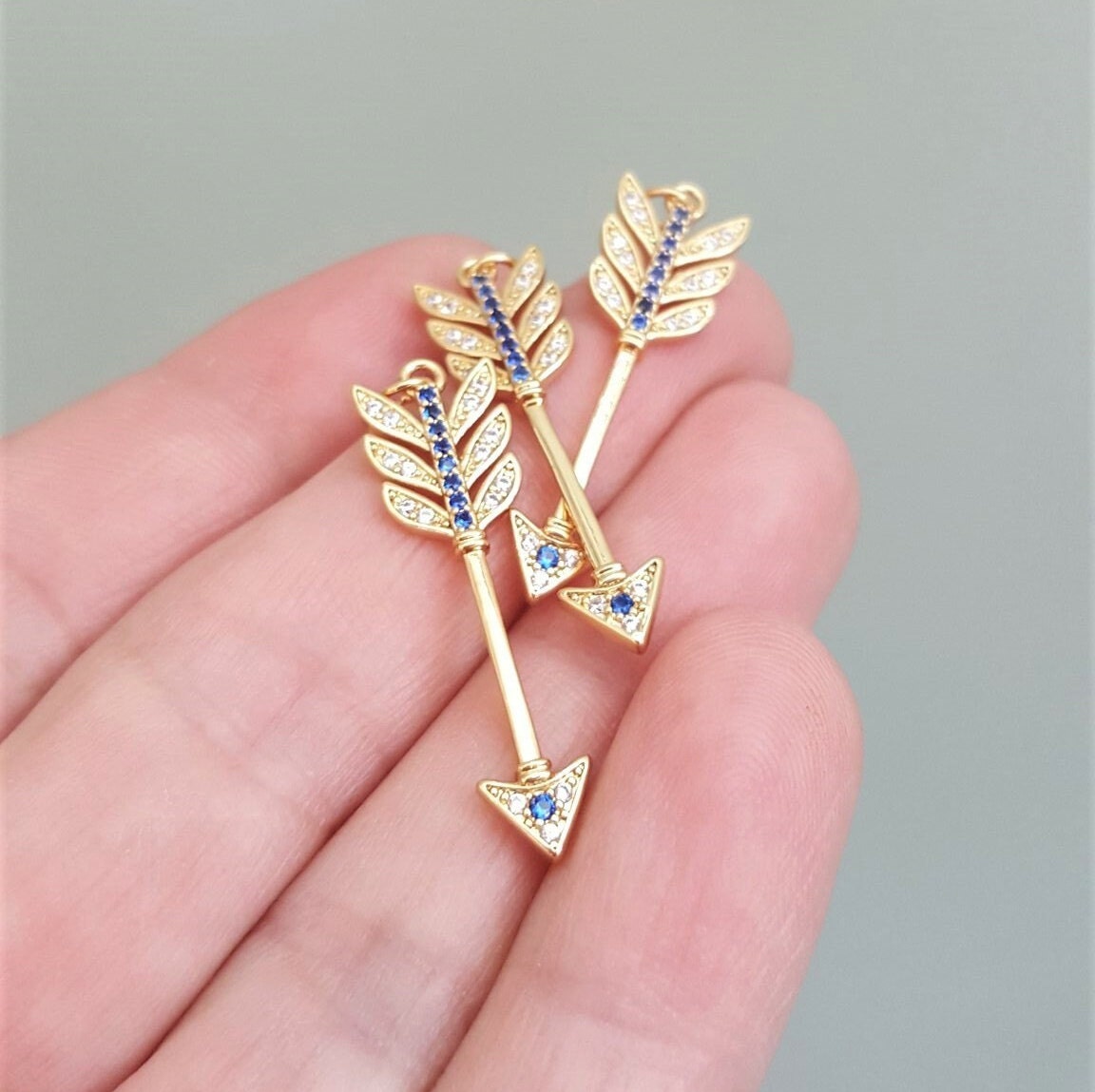 1/2 X Cupids Arrow Pendant 18K Gold Plated With Cubic - Etsy