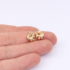 2/4/8 x Tiny Squirrel Charms, Gold Plated Brass Squirrel with Nut Charms, 10mm x 11mm, by jewellery Making Supplies London ( JMSLondonCo )