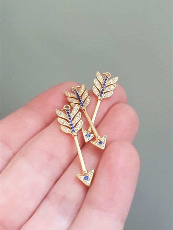 1/2 X Cupids Arrow Pendant 18K Gold Plated With Cubic - Etsy Denmark