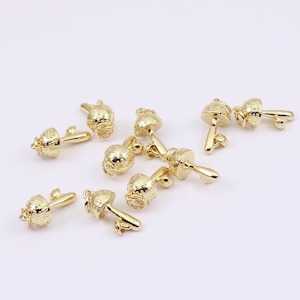 1/2/4 x Mushroom Charms, 18K Gold Plated Solid Brass, 16mm x 8mm, by Jewellery Making Supplies London ( JMSLondonCo )