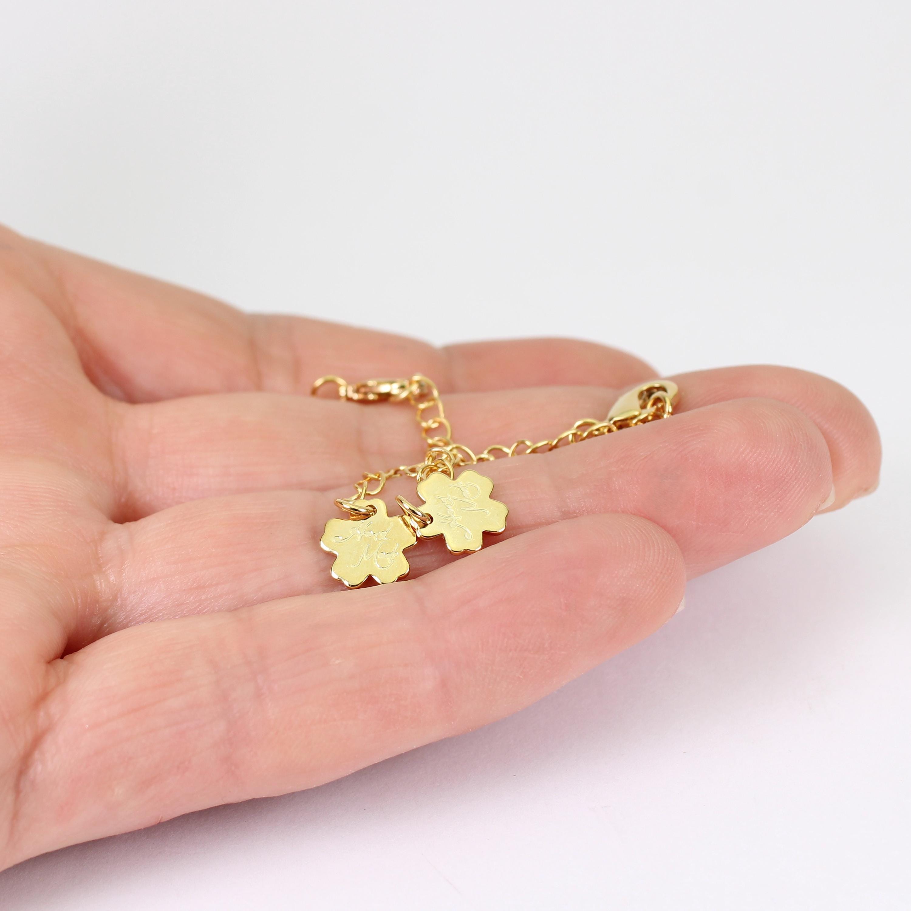 アクセサリー 18K 5.9 grams 18cm with charms 3/6 X Extender Chains With Handmade Stamped Tags and Lobster