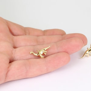 1/2 x Brontosaurus Dinosaur Charms, 14K Gold Plated 3D Prehistoric Animal Charms, 20mmx 14mm, by JMSLondonCo.