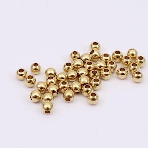 50/100 x Solid Raw Brass 4mm Round Beads, by Jewellery Making Supplies London ( JMSLondonCo )