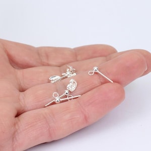 5/10/20 x Pairs of Sterling Silver Plated 3mm Ball Stud Earring Findings with Loop, by Jewellery Making Supplies London ( JMSLondonCo )