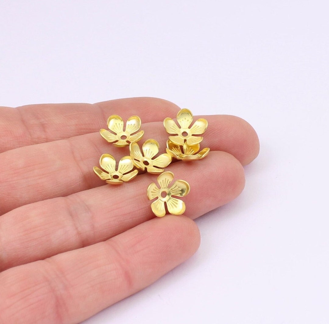 20/40/80 X Raw Brass 3D Flower Shaped Beads, 11mm Diameter, by