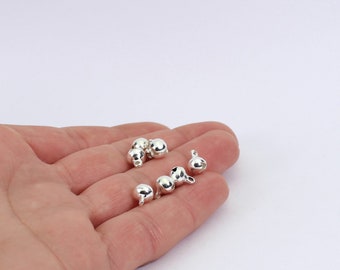 25/50 x Tiny Bohemian Chiming Bell Charms, Silver Plated, 8mm x 7mm,  by Jewellery Making Supplies London  ( JMSLondonCo )