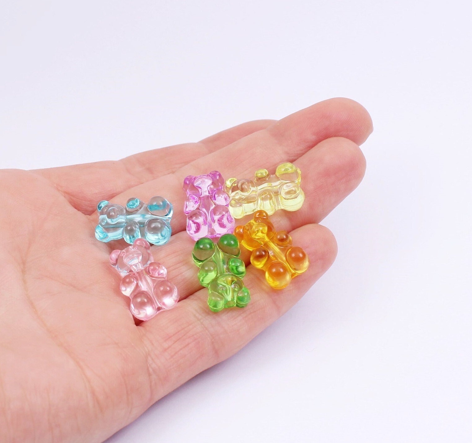 50 Mixed Color Transparent Acrylic Gummy Bear Beads 18mm DIY Earring  Jewelry