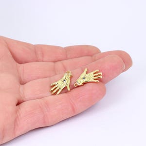 1/2 x Mystical Hand Pendant, 18K Gold Plated Brass with Blue Cubic Zirconia, by Jewellery Making Supplies London ( JMSLondonCo )