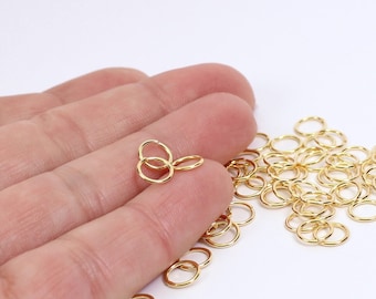 50/100/200 x 7mm Jump Rings, Gold Plated Brass, Wire Diameter 0.8mm = 20 Gauge, by Jewellery Making Supplies London  ( JMSLondonCo )