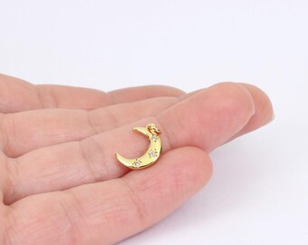 2/4/8 X Tiny Round Clear Cubic Zirconia Gold Plated Charms