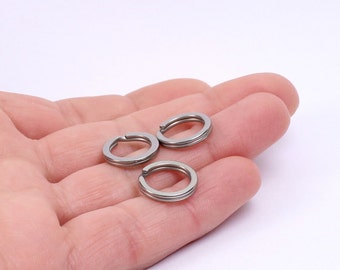 10/20 x Flat Round Split Rings, Steel Keychain Rings, 15mm Diameter, by Jewellery Making Supplies London ( JMSLondonCo )