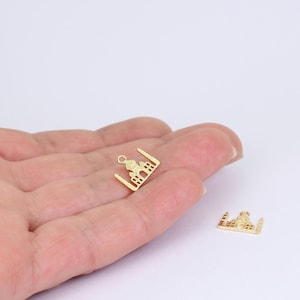 2/4 x Taj Mahal Style Pendants, 13mm x 11mm, Gold Plated Brass Pieces, by Jewellery Making Supplies London ( JMSLondonCo ).