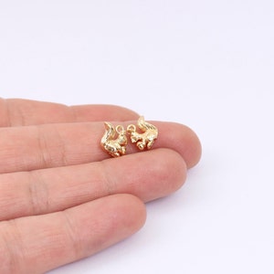 2/4/8 x Tiny Squirrel Charms, Gold Plated Brass Squirrel with Nut Charms, 10mm x 11mm, by jewellery Making Supplies London ( JMSLondonCo )