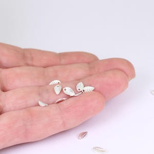 50/100/200/400 x Tiny Silver Plated Leaf Charms, 7mm x 4mm, Jewellery Making Supplies London by  JMSLondonCo,