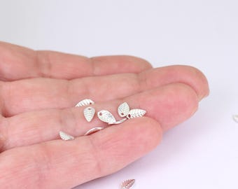 50/100/200/400 x Tiny Silver Plated Leaf Charms, 7mm x 4mm, Jewellery Making Supplies London by  JMSLondonCo,