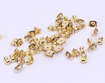 50/100/200 x Pieces of Gold Plated Steel Ear Scrolls, 6mm x 4mm Earring Backs, by Jewellery Making Supplies London ( JMSLondonCo )