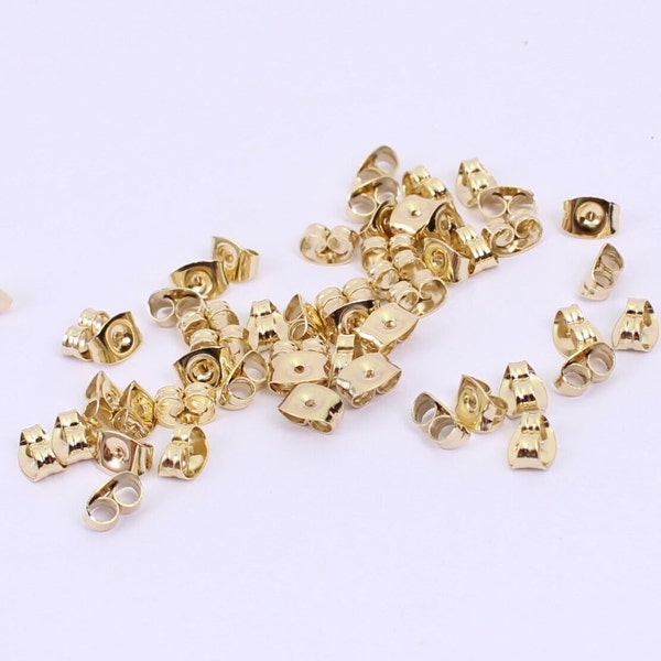 50/100/200 x Pieces of Gold Plated Steel Ear Scrolls, 6mm x 4mm Earring Backs, by Jewellery Making Supplies London ( JMSLondonCo )