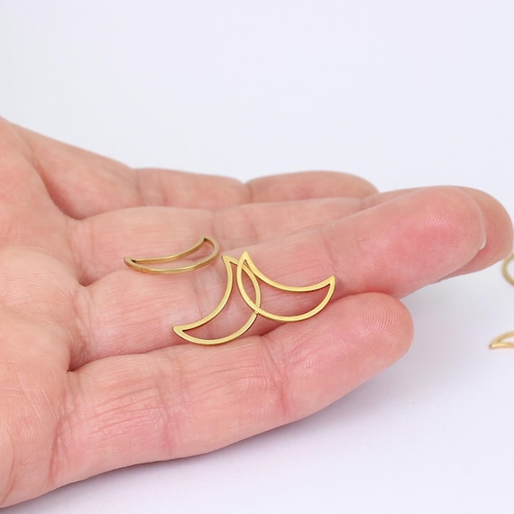 10/20 x 三日月型コネクター/ベゼルフレーム、16 mm x 11 mm 金メッキ