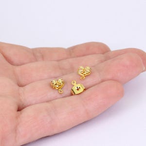 10/20 x Pairs of Charm Holder Looped Earring Backs, Gold Plated Brass, 7mm x 8mm, by JMSLondonCo.
