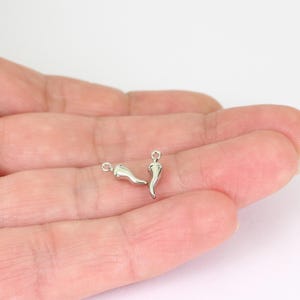 2/4/8 x Tiny Chili Pepper Charms, Platinum Plated Brass, 13mm x 3mm, by Jewellery Making Supplies London ( JMSLondonCo )